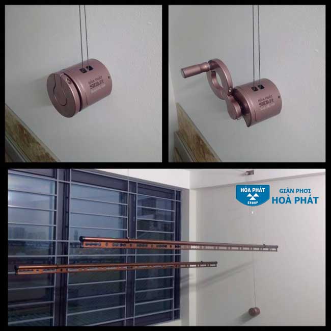 Giàn Phơi Hòa Phát H001 Gắn Trần